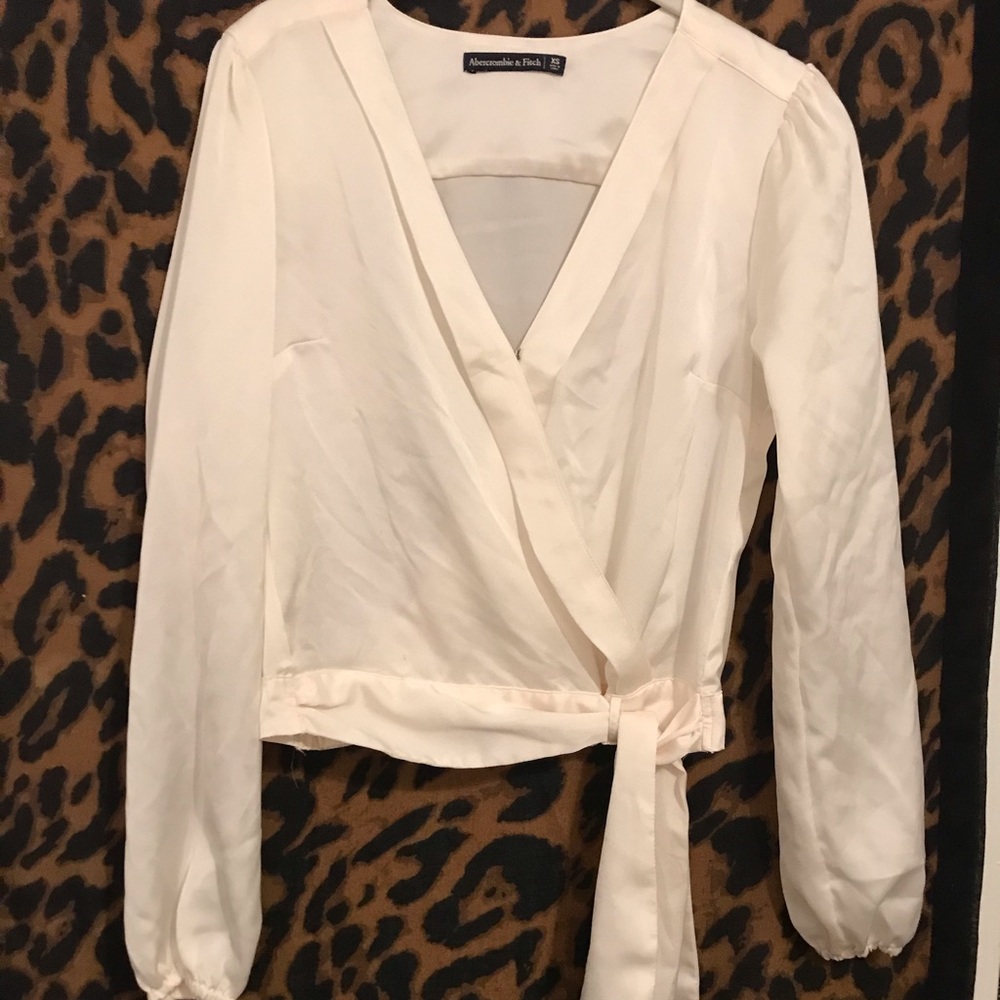 Silk Wrap Long Sleeve Blouse